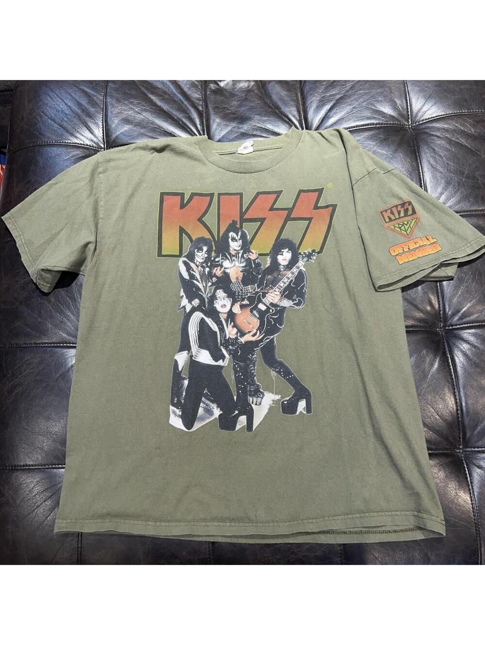 Kiss Official Army Member T-Shirt  XL Olive Green 2007 Fan Club AUTHENTIC